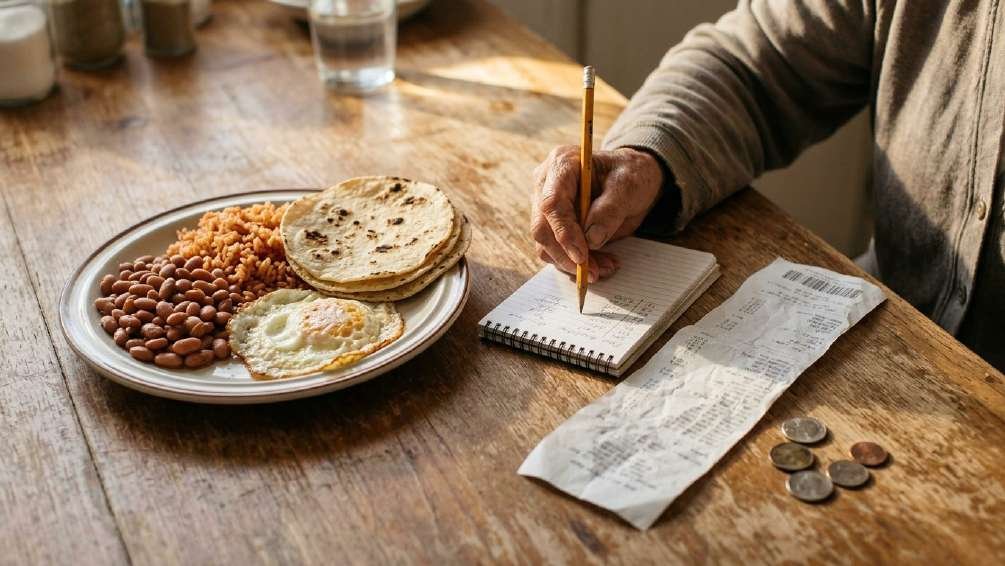 Writing down measurements at the kitchen table